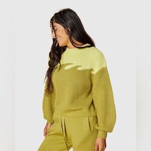 Back Beat Co Wave Sweater 100% Organic Cotton Green Size M/L $148 MSRP